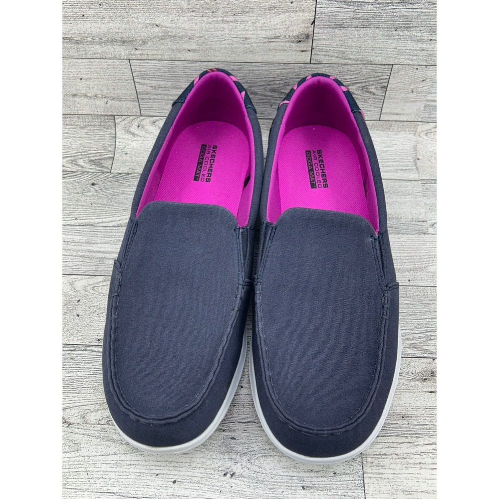 Skechers Go Walk Slip On Shoes Navy Pink Women Sz 9.5 Comfort Lightweight Casual - Picture 3 of 12
